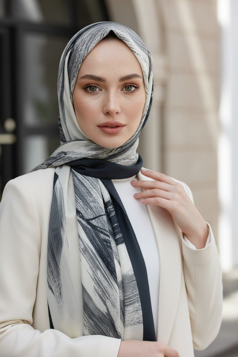 KREP FIRÇA DESENLİ FÜME RENKLİ 75X195 KIRIŞMAZ ŞAL