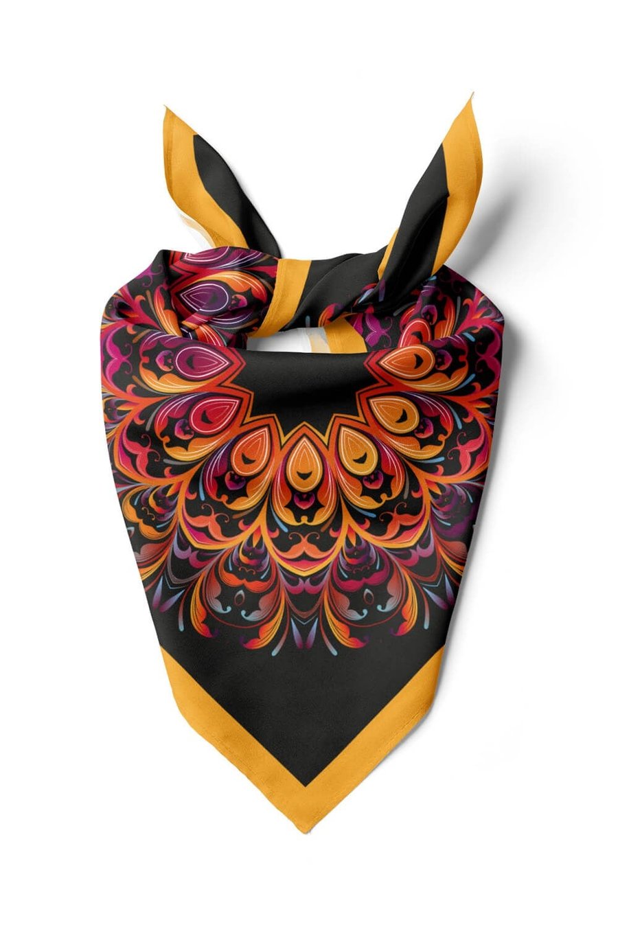 Violla Z35 Kadın Egzotik Desenli Bandana 50x50 Sarı Mor DG0309-22
