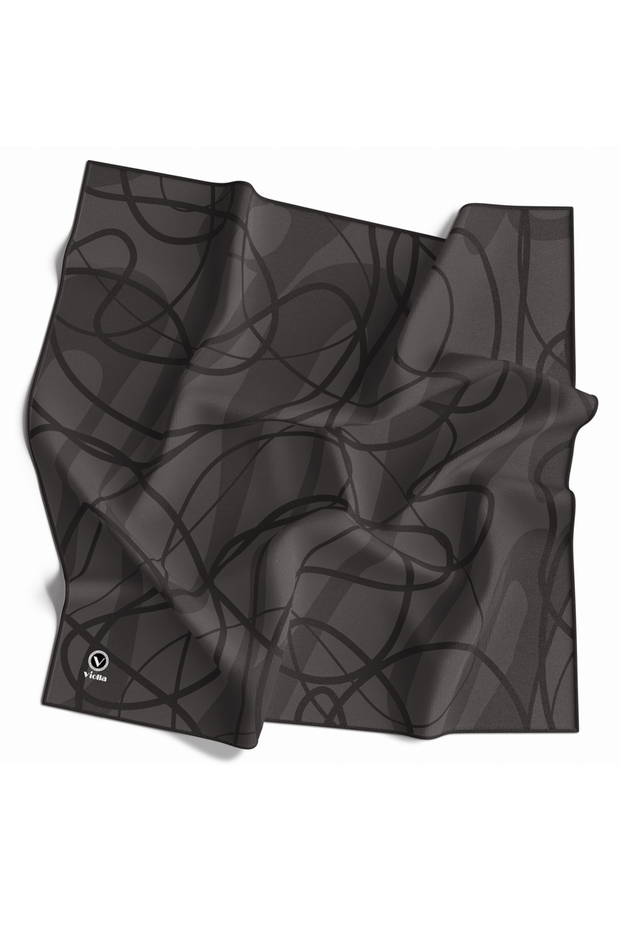 Twill Karışık Çizgi Desenli Lila Renkli 90x90 Eşarp (İpek İçermez) Kenar Dikiş Şekli El Dikişli