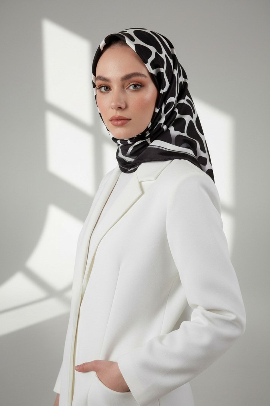 Kristal Taş Desenli Siyah Renkli 90x90 Eşarp (İpek İçermez) Dikim Şekli : El Dikişi