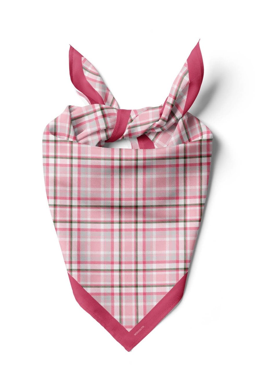 Violla D82 Kadın Ekose  Desenli Bandana 50x50 Pembe DG0201-22