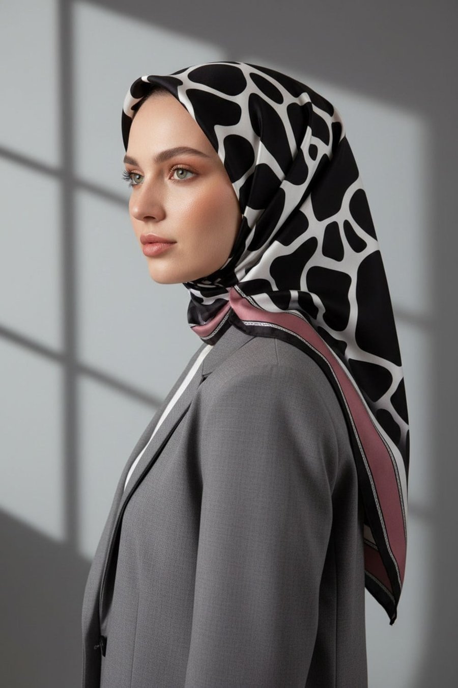 Kristal Taş Desenli Gül Kurusu Renkli 90x90 Eşarp (İpek İçermez) Dikim Şekli : El Dikişi