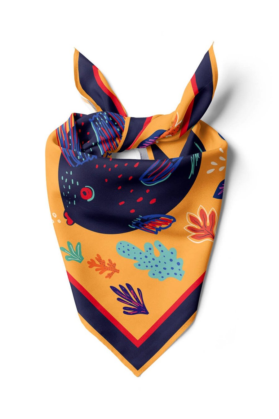 B58 Violla Balık Desenli Bandana