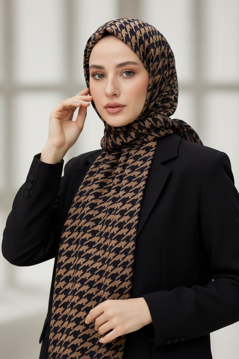 KREP KAZAYAĞI DESENLİ SOMON RENKLİ 75X195 KIRIŞMAZ ŞAL