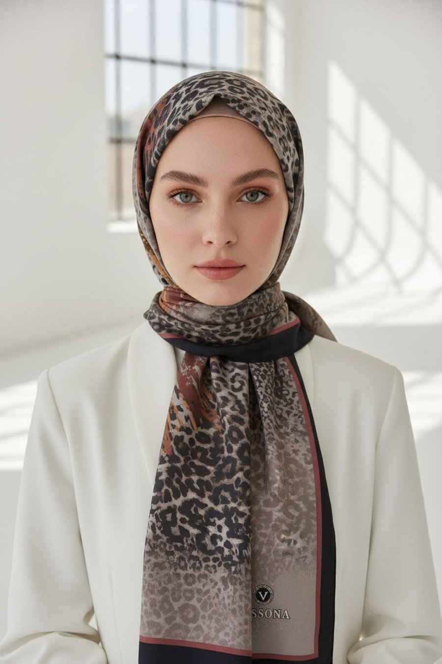 KREP LEOPAR DESENLİ VİZON - TABA RENKLİ 75X195 KIRIŞMAZ ŞAL