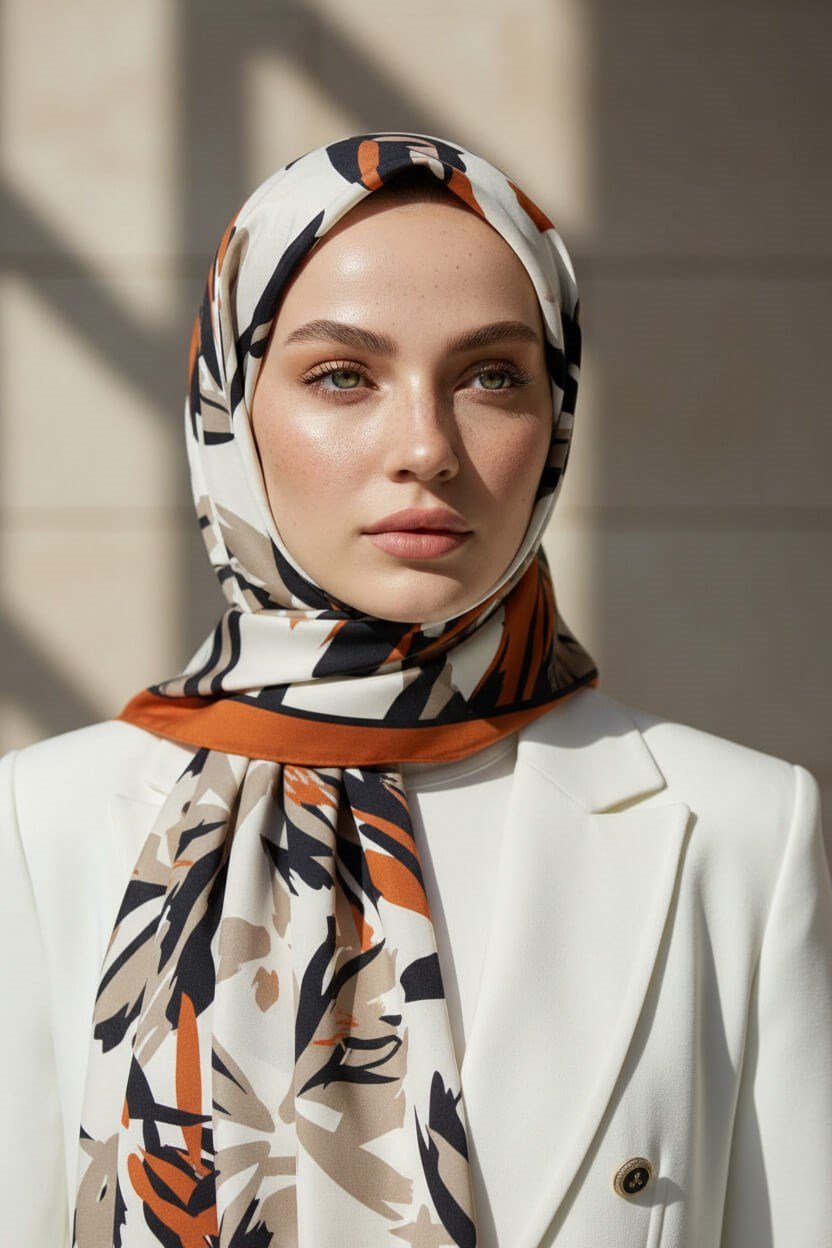 KREP YAPRAK DESENLİ TABA RENKLİ 75X195 KIRIŞMAZ ŞAL