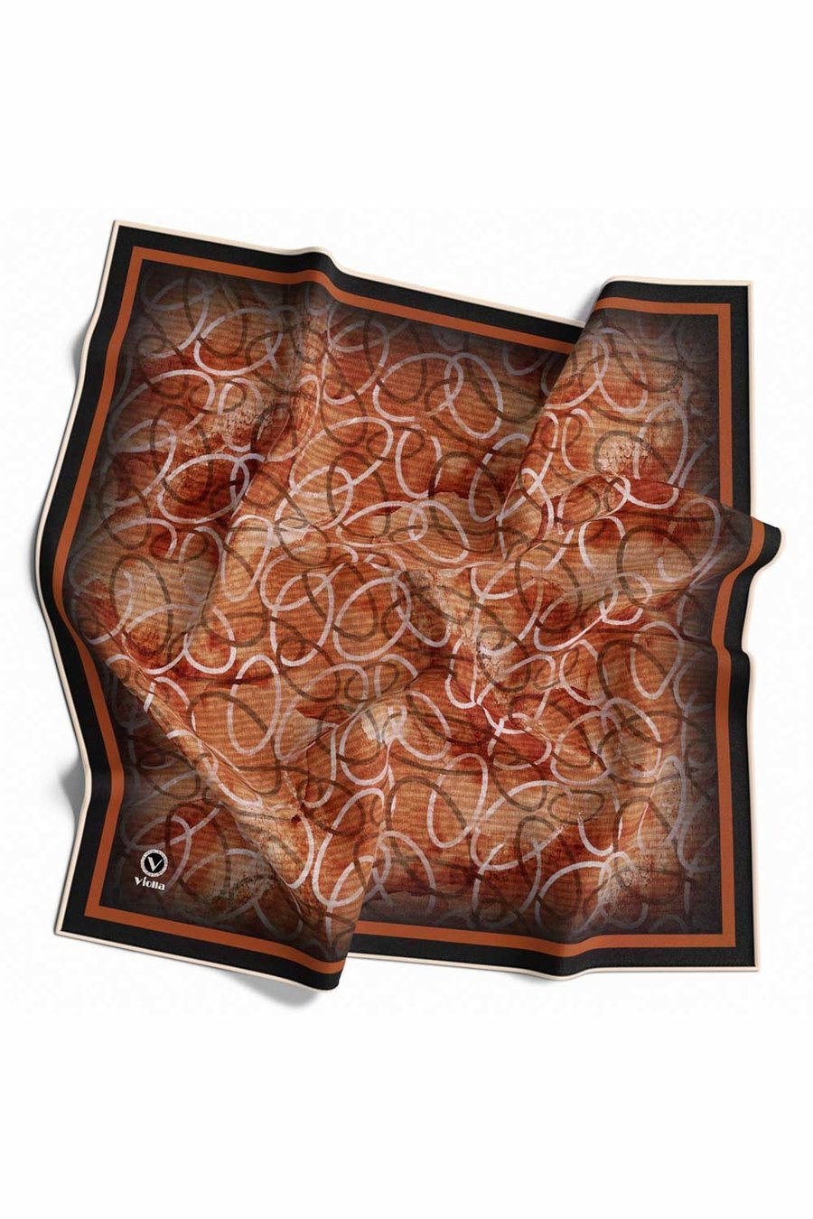 Kristal Geometrik Desenli Taba Renkli 90x90 Eşarp (İpek İçermez) Kenar Dikiş Şekli El Dikişli