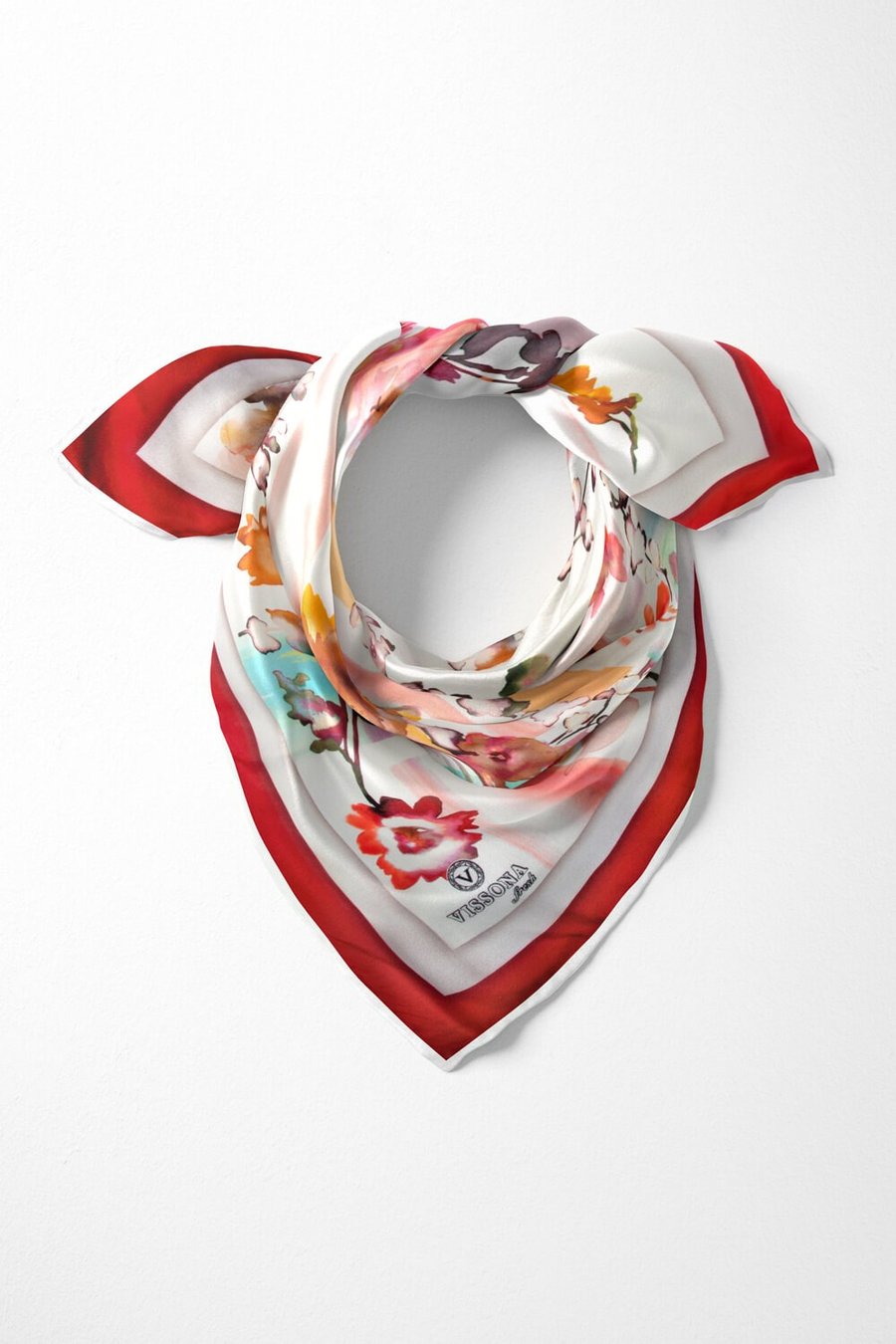 %100 İpek Kadın Desenli Bandana 80x80