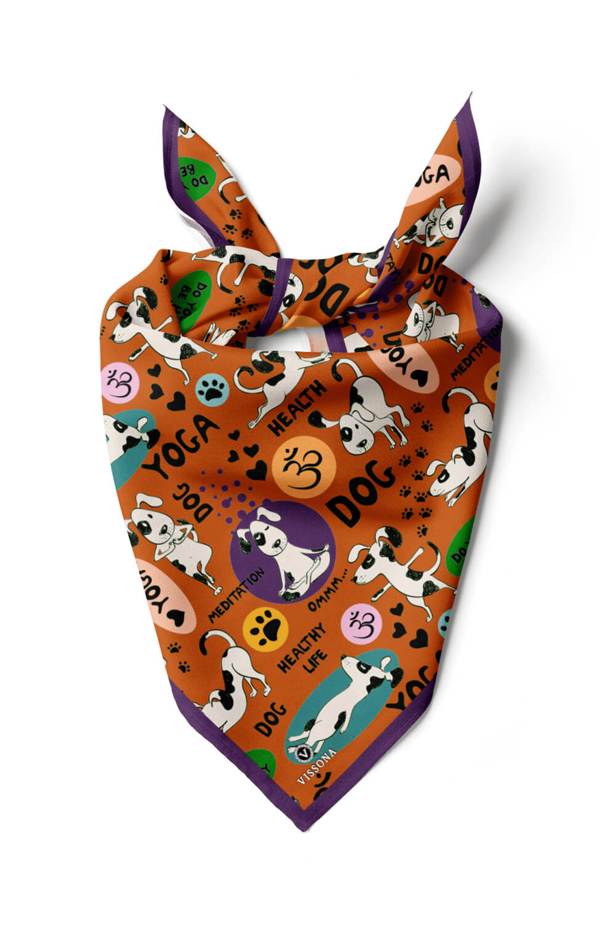 %100 İPEK YOGA KÖPEK DESENLİ KADIN BANDANA 50X50