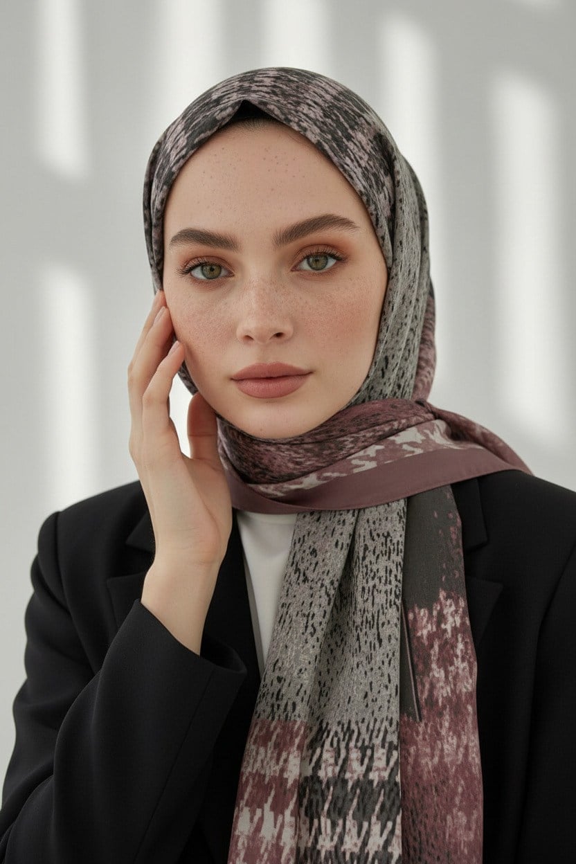 KREP KAZAYAĞI DESENLİ PUDRA RENKLİ 75X195 KIRIŞMAZ ŞAL