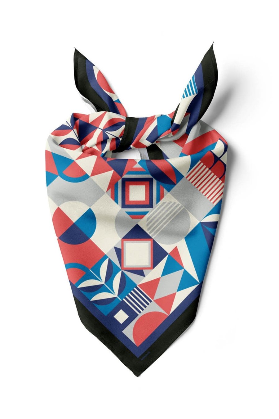 Kadın Mavi Geometrik Desenli 50x50 Bandana HYL DG01538-22