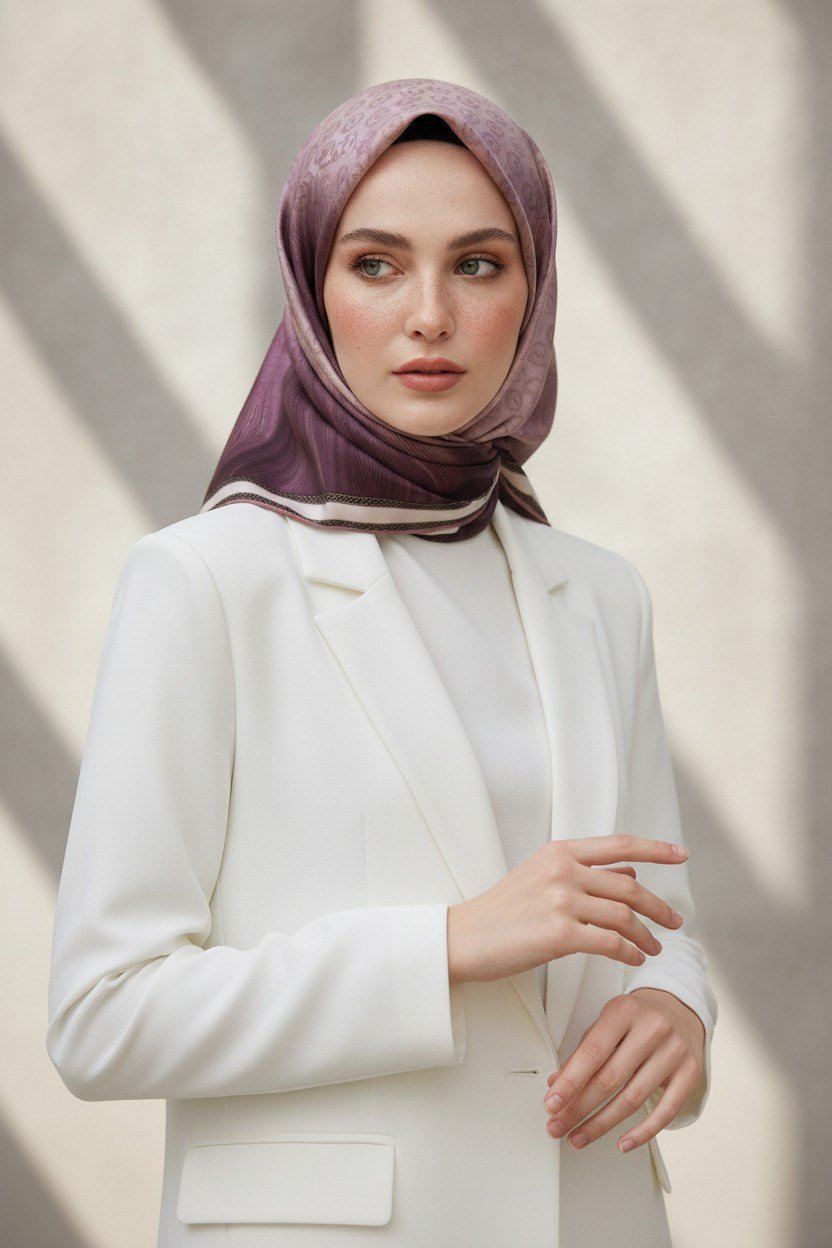 % 57 İPEK % 43 VİSKON Twill İpek Monogram Desenli Pudra Renkli 90x90 Dikim Şekli : El Dikişi Eşarp