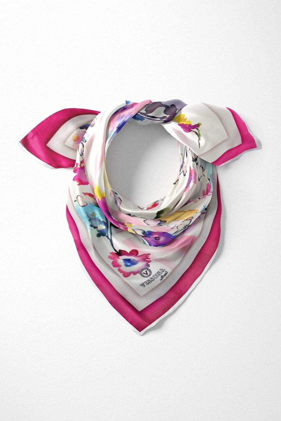 %100 İpek Kadın Desenli Bandana 80x80
