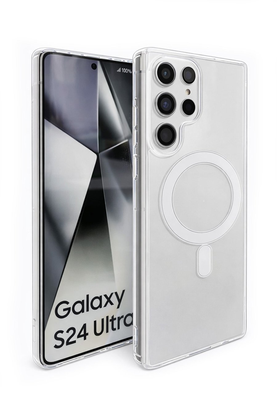 Samsung Galaxy S24 Ultra Uyumlu Kamera Korumalı Magsafe Wireless Şarj Özellikli Lüks Şeffaf Silikon Telefon Kılıfı