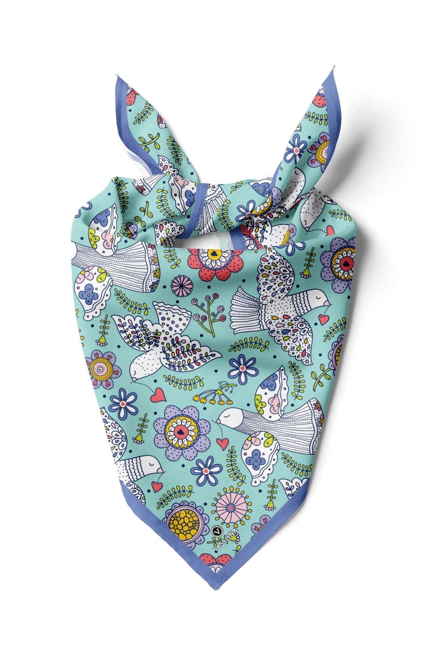 %100 İpek Kuş Desenli Kadın Bandana