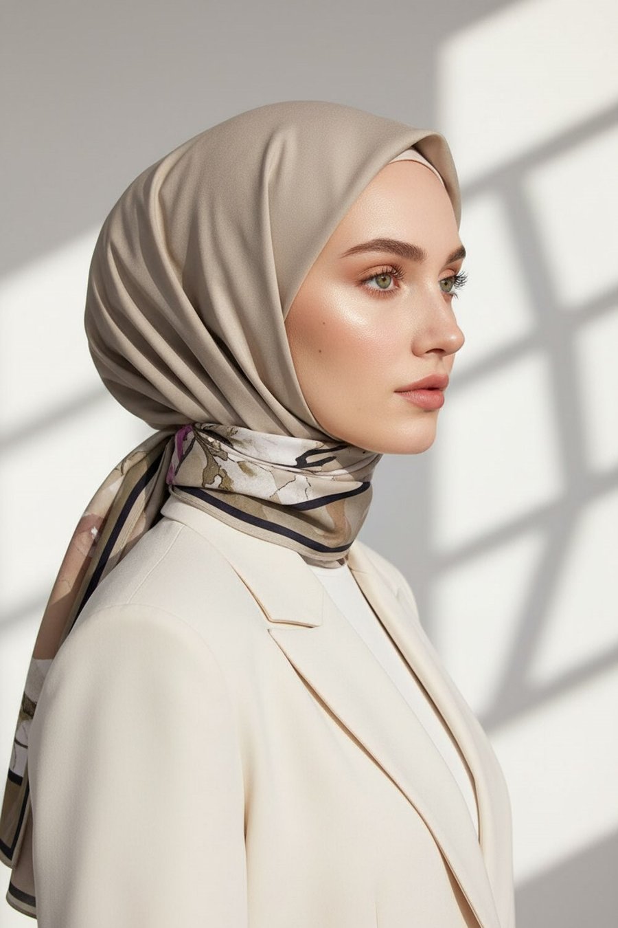 KREP ÇİÇEK DESENLİ BEJ - GÜL KURUSU RENKLİ 75X195 KIRIŞMAZ ŞAL