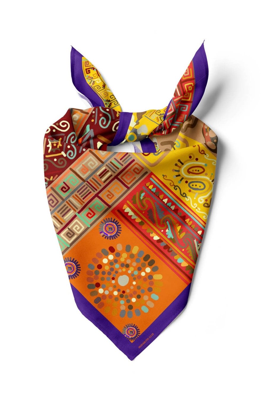Violla B71 Kadın African Etnik Desenli Bandana Kırmızı Sarı Dg0218