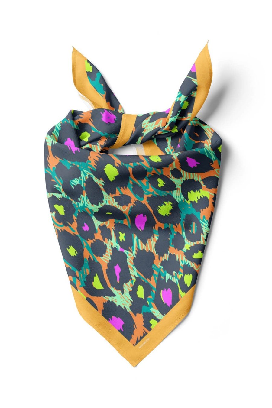 Violla Z93 Kadın Yağlı Boya Desenli Bandana 50x50 Sarı Mavi DG0271-22 Snz
