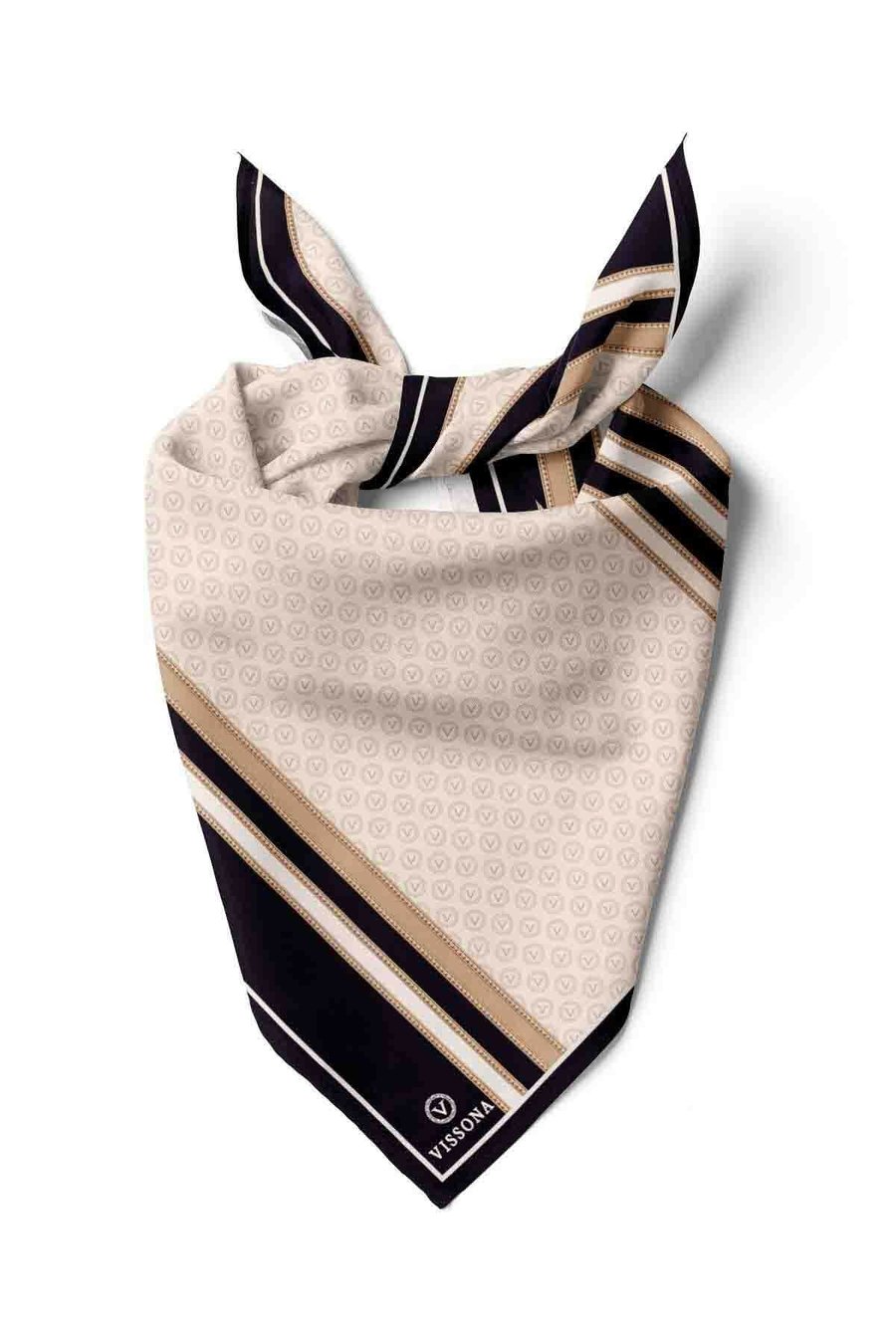 100% Silk Headscarf for Women - 22''x 22'' inch Hair Scarf Monogram pattern Silk Headscarf Bandanas Square Silk