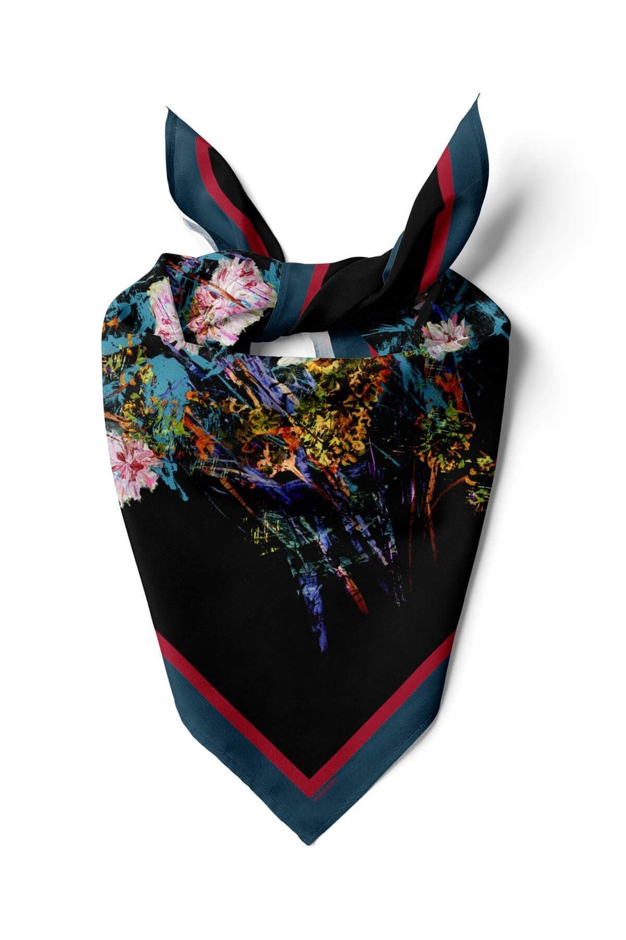 Violla V55 Kadın Siyah Turkuaz Amor Desenli 50x50 Bandana DG01032-22