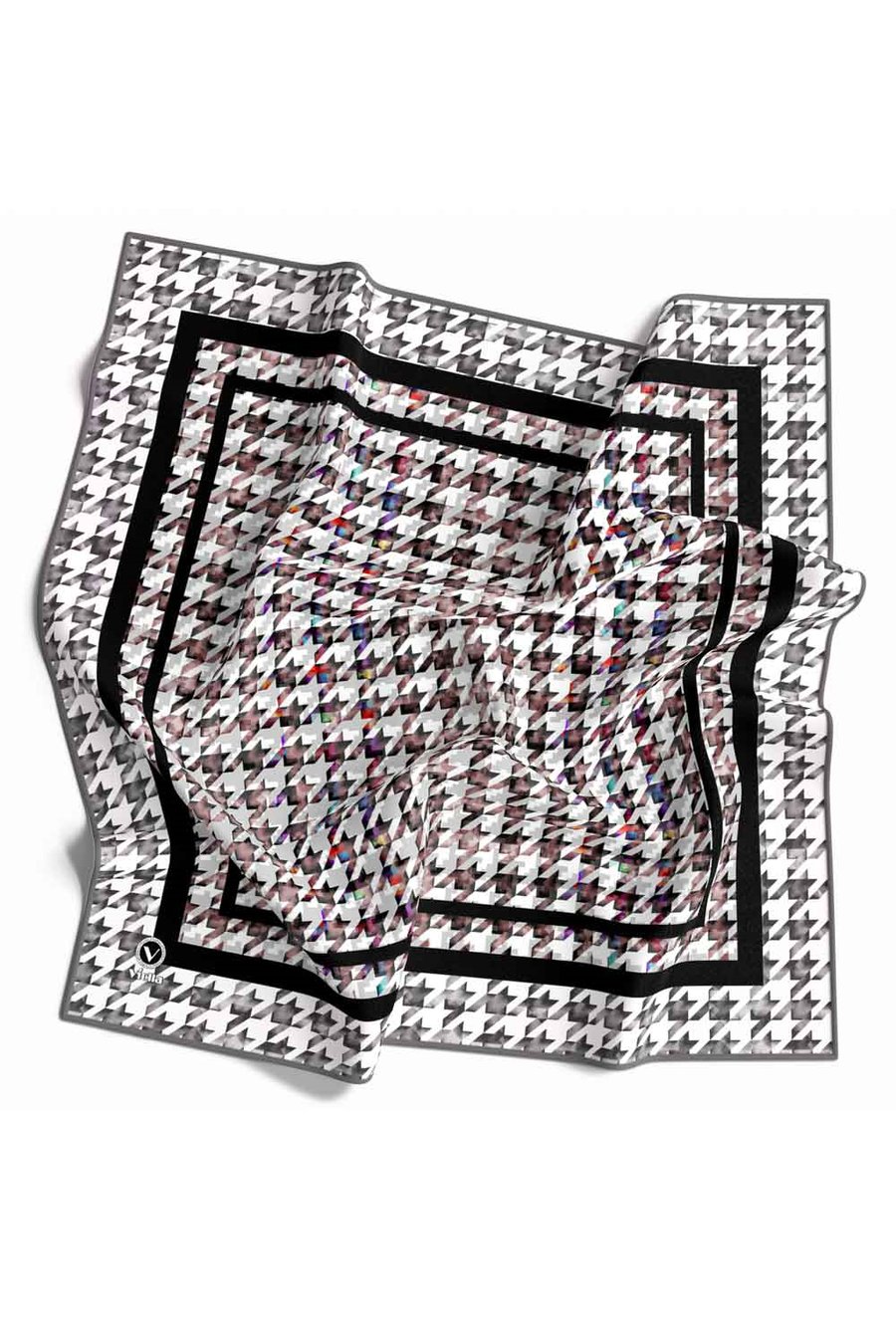 Twill Kazayağı Desenli Gri Renkli 90x90 Eşarp (İpek İçermez) Kenar Dikiş Şekli El Dikişli