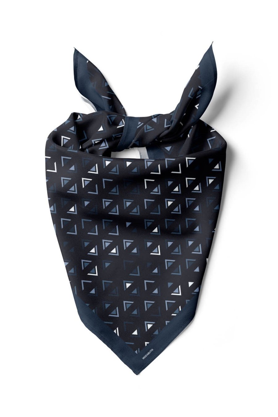Violla Kadın Üçgen Desenli Bandana 50x50 Siyah Mavi Beyaz DG0485
