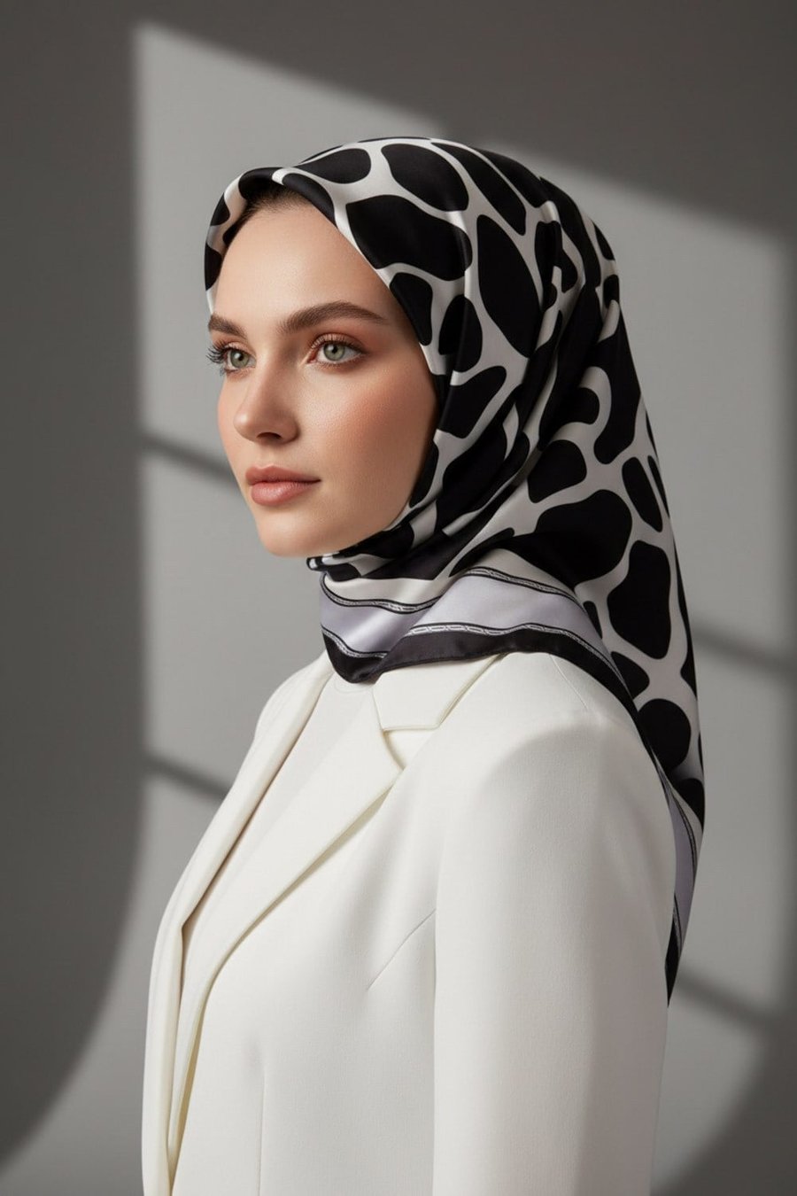 Kristal Taş Desenli Gümüş Renkli 90x90 Eşarp (İpek İçermez) Dikim Şekli : El Dikişi
