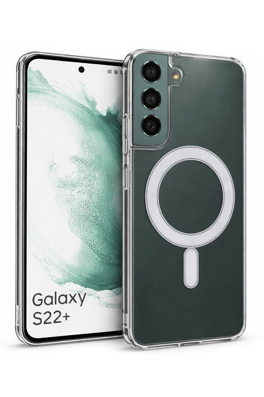 Samsung Galaxy S22 Plus Uyumlu Kamera Korumalı Magsafe Wireless Şarj Özellikli Lüks Şeffaf Silikon Telefon Kılıfı
