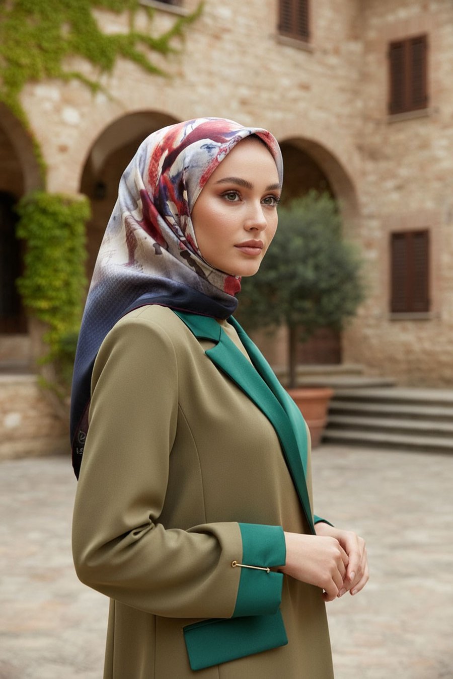 %100 Twill İpek Suluboya Çiçek Desenli Siyah - Bordo Renkli 90x90 Eşarp Dikim Şekli : El Dikişi