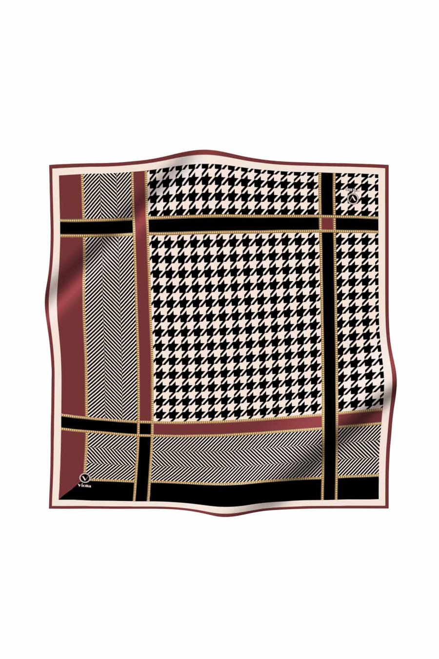 Twill Kazayağı Desenli Gül Kurusu Renkli 90x90 Eşarp (İpek İçermez) Kenar Dikiş Şekli El Dikişli