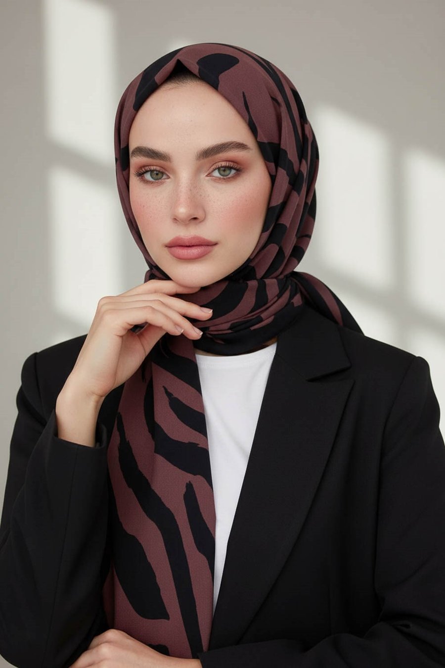 KREP FIRÇA DARBESİ DESENLİ GÜL KURUSU RENKLİ 75X195 KIRIŞMAZ ŞAL
