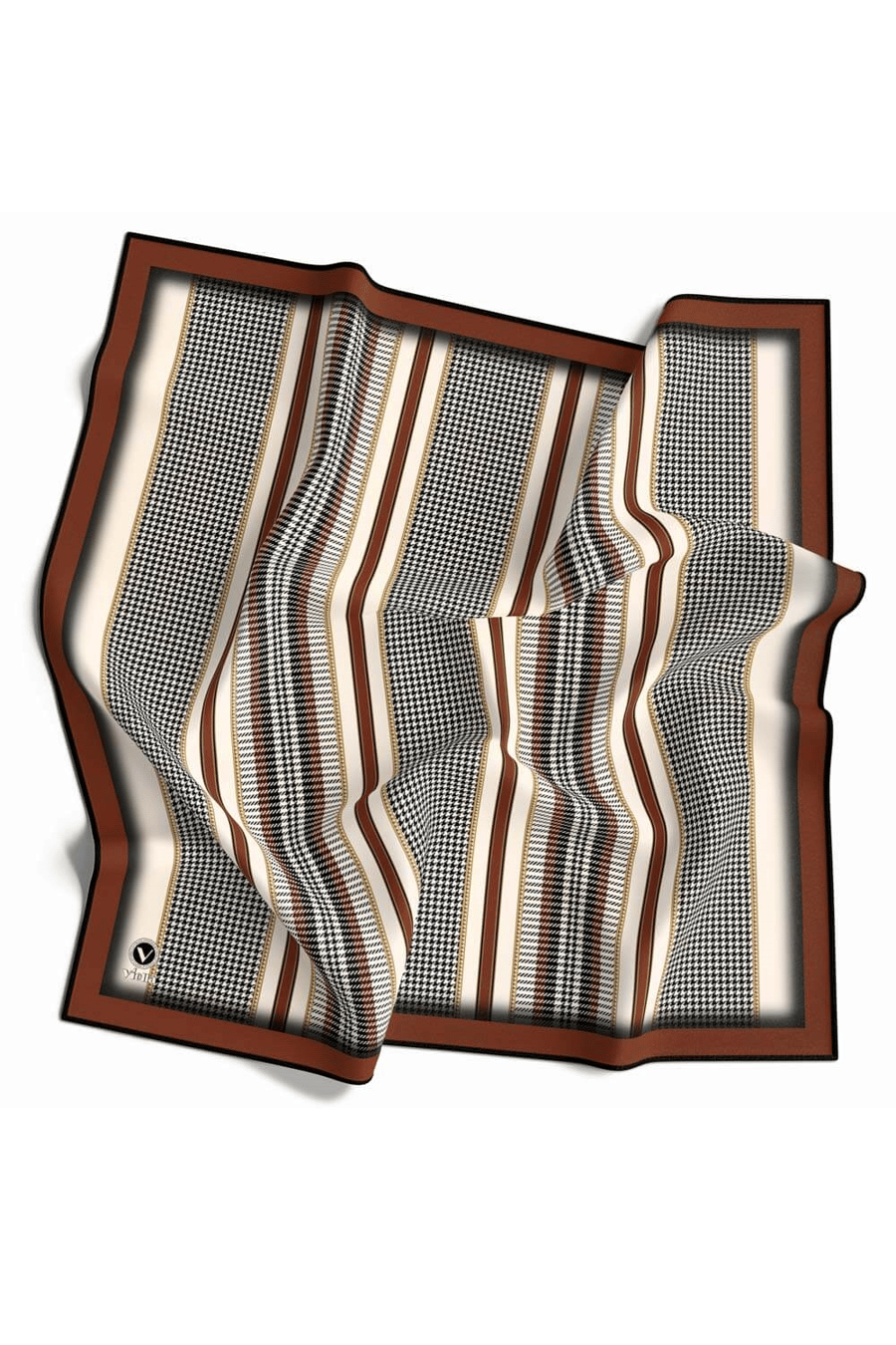 Twill Kazayaklı Şerit Desenli Taba Renkli 90x90 Eşarp (İpek İçermez) Kenar Dikiş Şekli El Dikişli