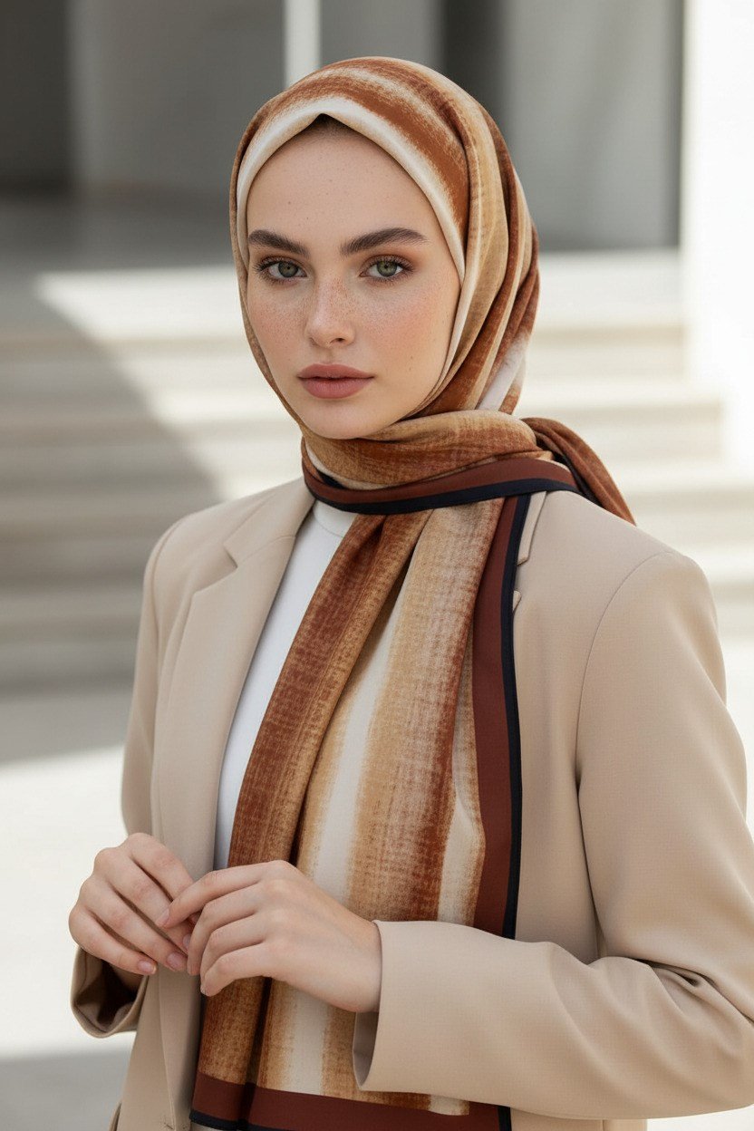 KREP BATİK DESENLİ BORDO RENKLİ 75X195 KIRIŞMAZ ŞAL