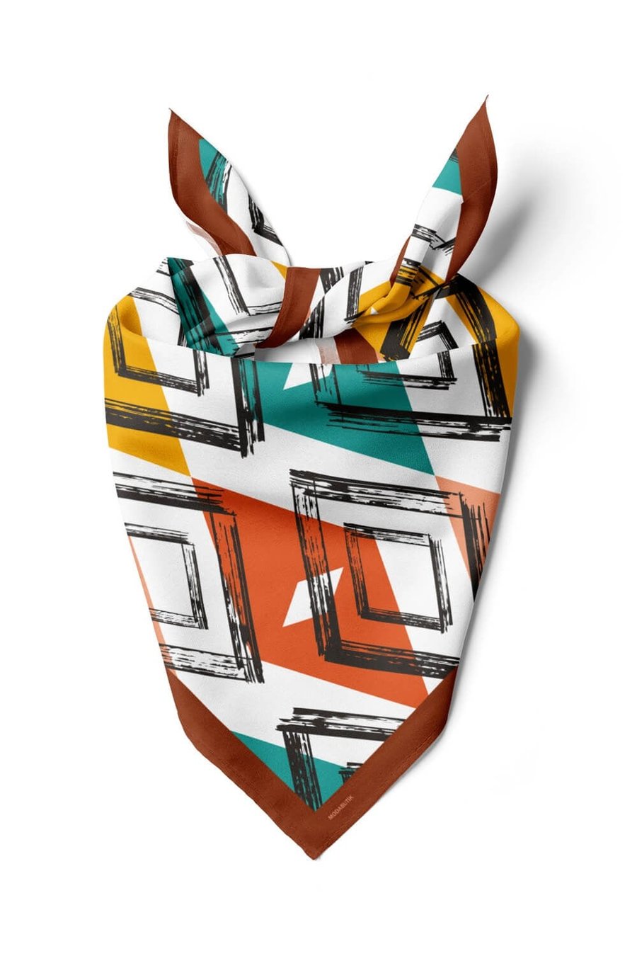 Violla V24 Kadın Geometrik Desenli Bandana 50x50 Yeşil DG0447-22