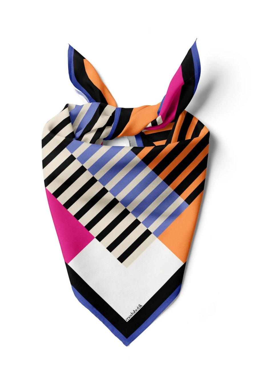 Violla G60 Kadın Turuncu Kare Desenli 50x50 Bandana