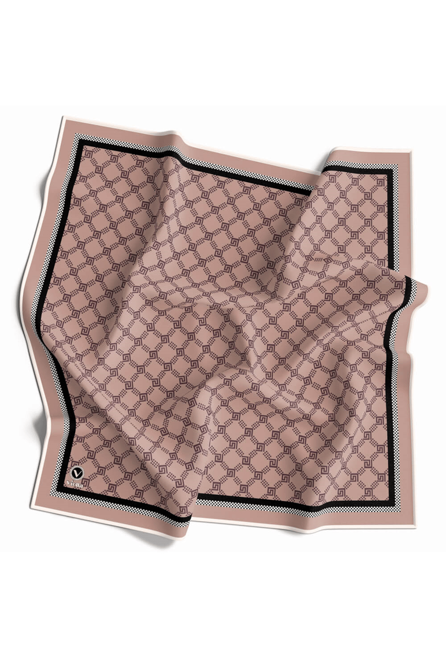 Twill Minik Motifli Geometrik Desenli Pudra Renkli 90x90 Eşarp (İpek İçermez) Dikim Şekli : El Dikişi