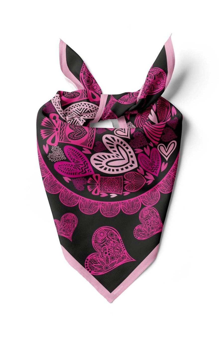 Violla D103 Kadın Kalp Desenli Bandana 50x50 Pembe DG0296-22