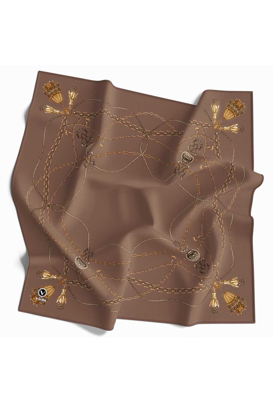 Kristal Geometrik Desenli Vizon Renkli 90x90 Eşarp (İpek İçermez) Kenar Dikiş Şekli El Dikişli