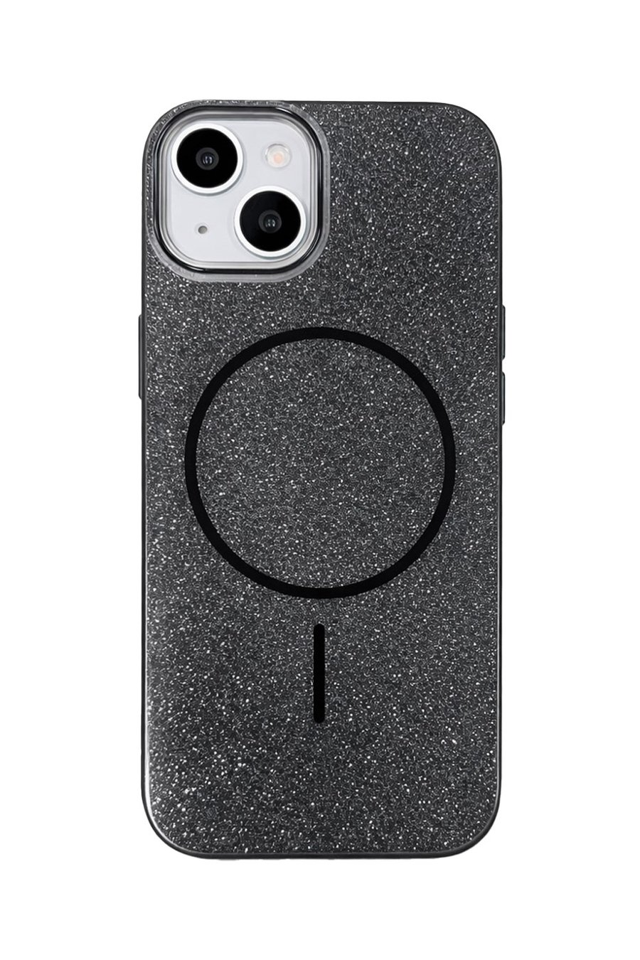 iPhone 13 Uyumlu Telefon Kılıfı Magsafe Wireless Şarj Özellikli Simli Lüks Silikon Kılıf