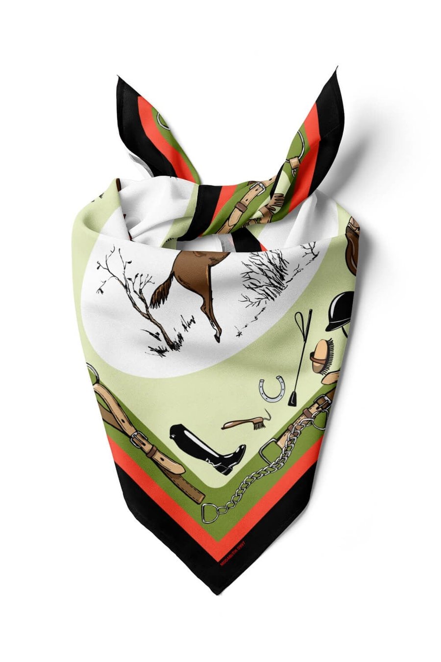 Violla Kadın Kahverengi Turuncu Jokey Desenli 50x50 Bandana HYL DG0997-22