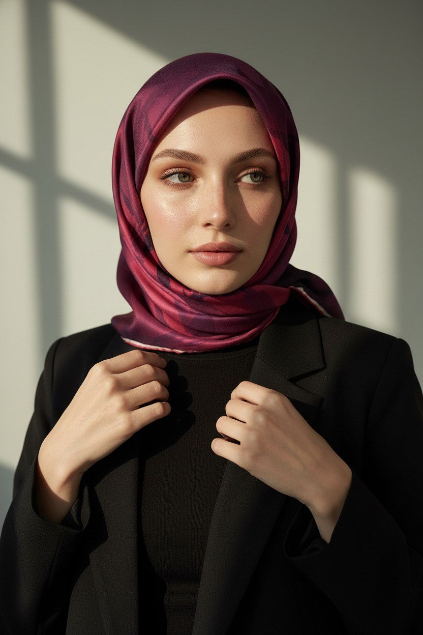 100% Twill İpek Çiçek Desenli Bordo Renkli 90x90 Dikim Şekli : El Dikişi Eşarp