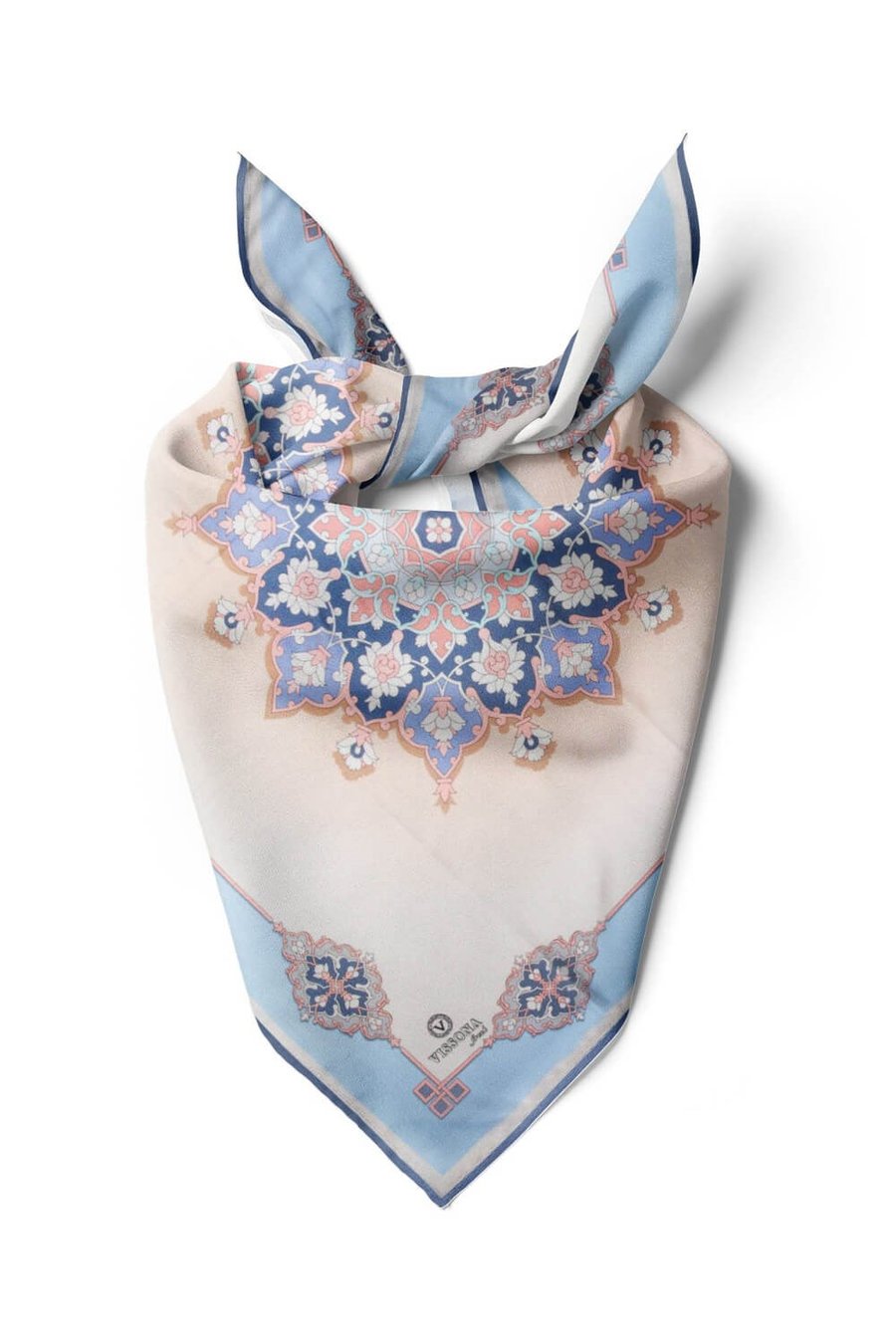 %100 İpek Kadın Desenli Bandana 80x80