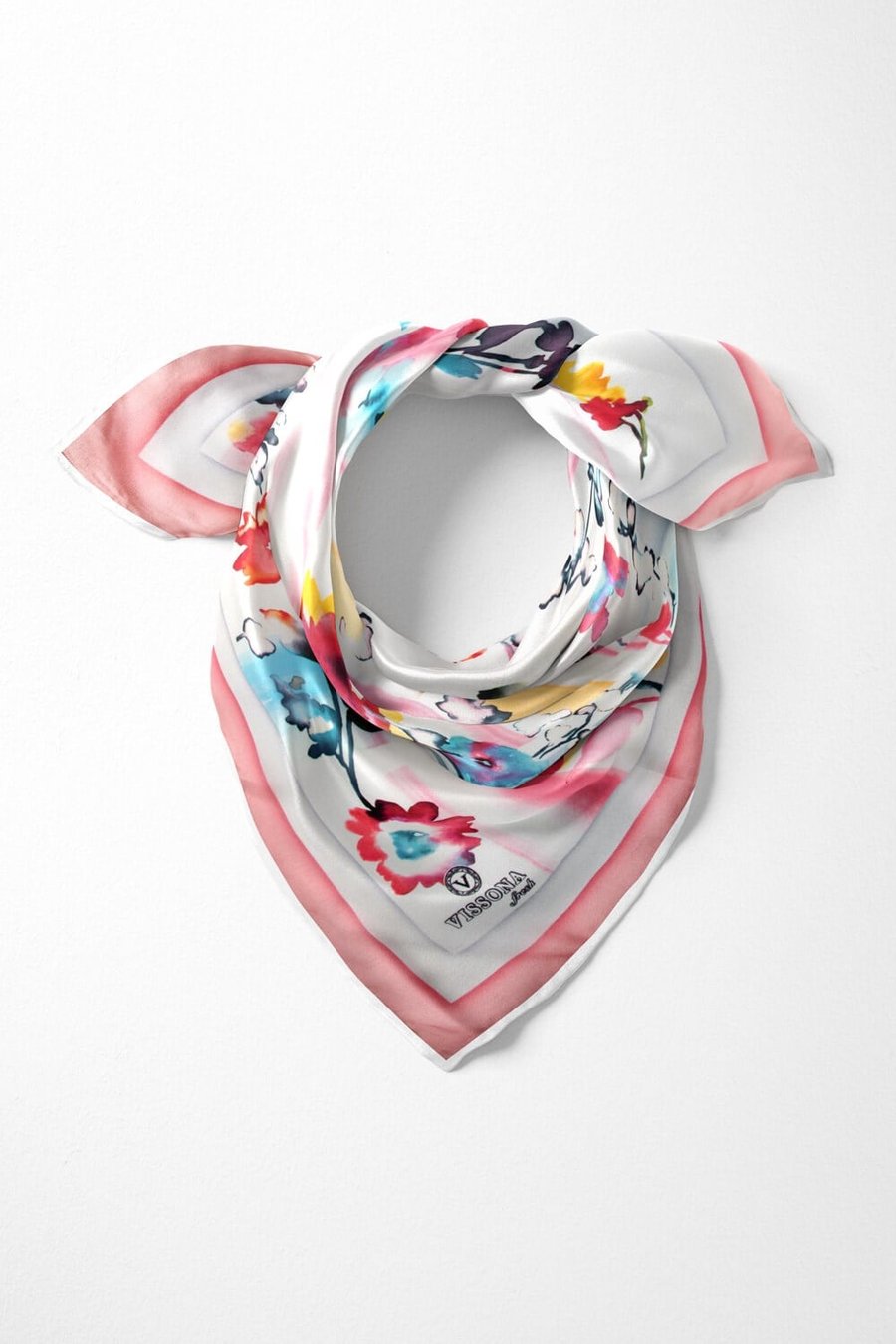 %100 İpek Kadın Desenli Bandana 80x80