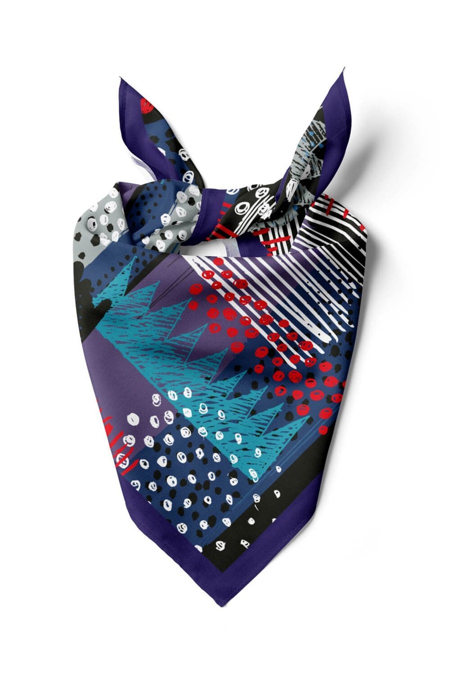 Violla Y18 Kadın Egzotik Desenli Bandana 50x50 Mavi DG0402-22