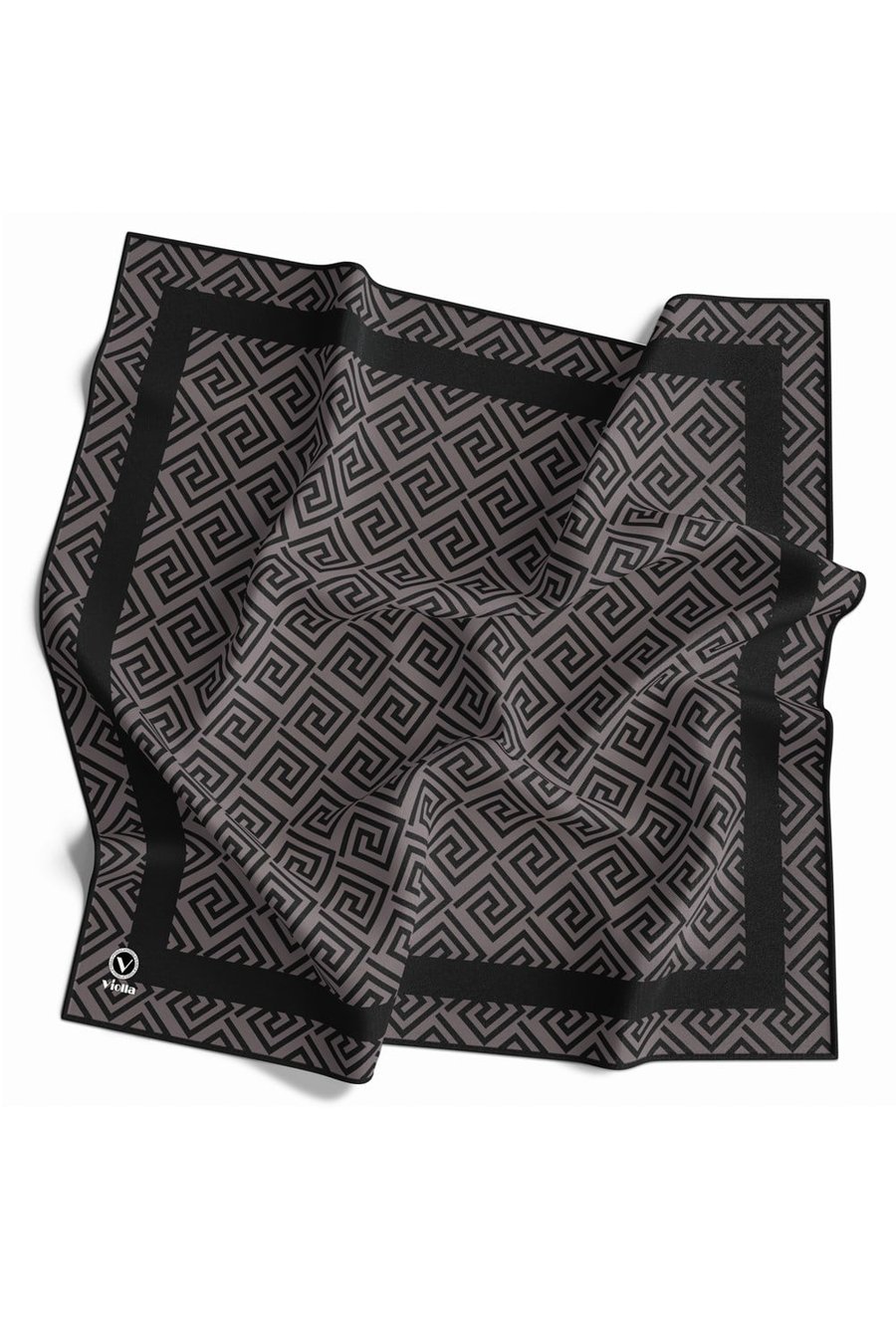 Twill Minimalist Desenli Füme Renkli 90x90 Eşarp (İpek İçermez) Kenar Dikiş Şekli El Dikişli