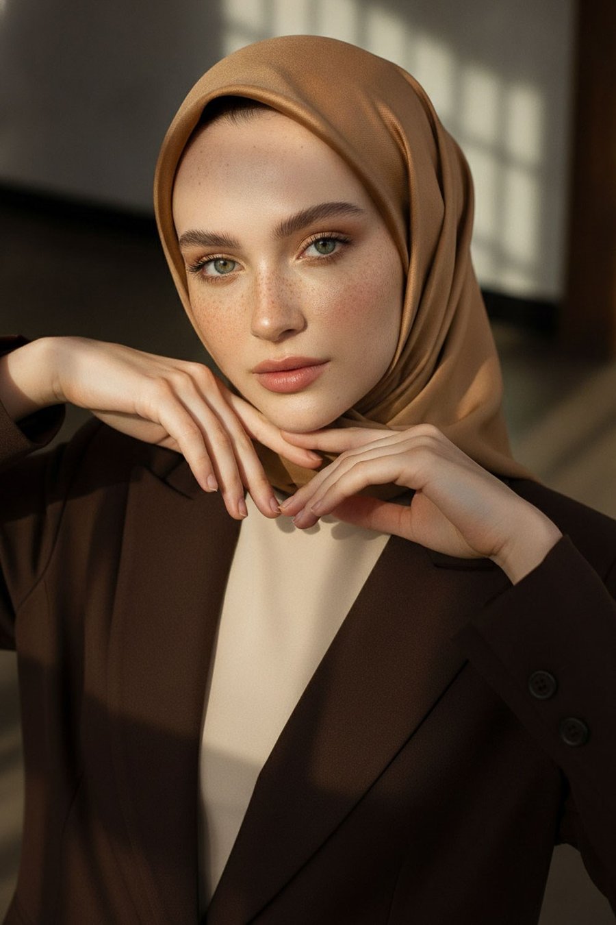 %100 Twill İpek Düz Camel Renkli Daha Tok Exclusive Serisi 90x90 Eşarp Dikim Şekli : El Dikişi