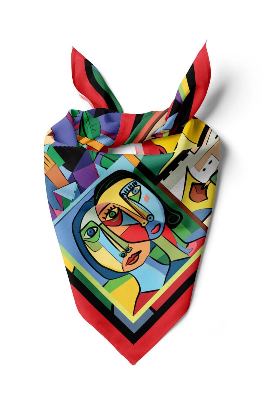 Violla A11 Kadın Portrait Desenli Bandana 50x50 Kırmızı DG0238-22 Snz
