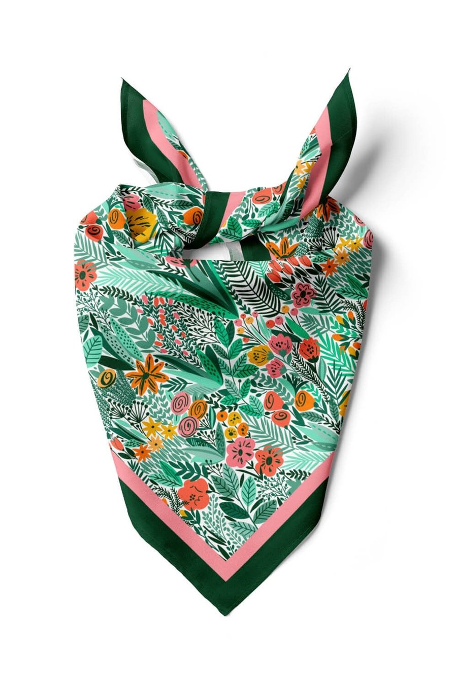 Violla A44 Kadın Yeşil Greenery Desenli 50x50 Bandana HYL DG0720-22