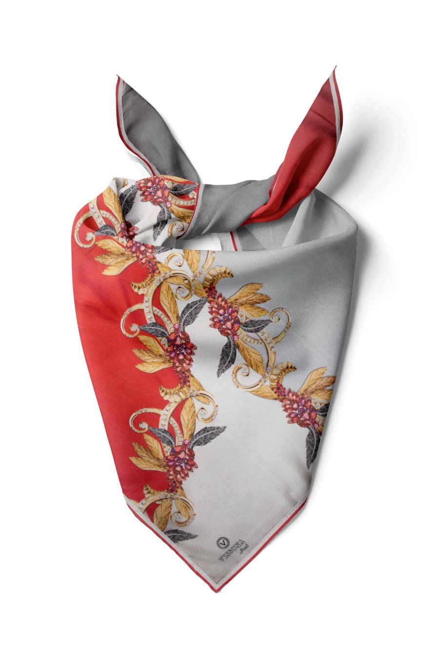 %100 İpek Kadın Desenli Bandana 80x80