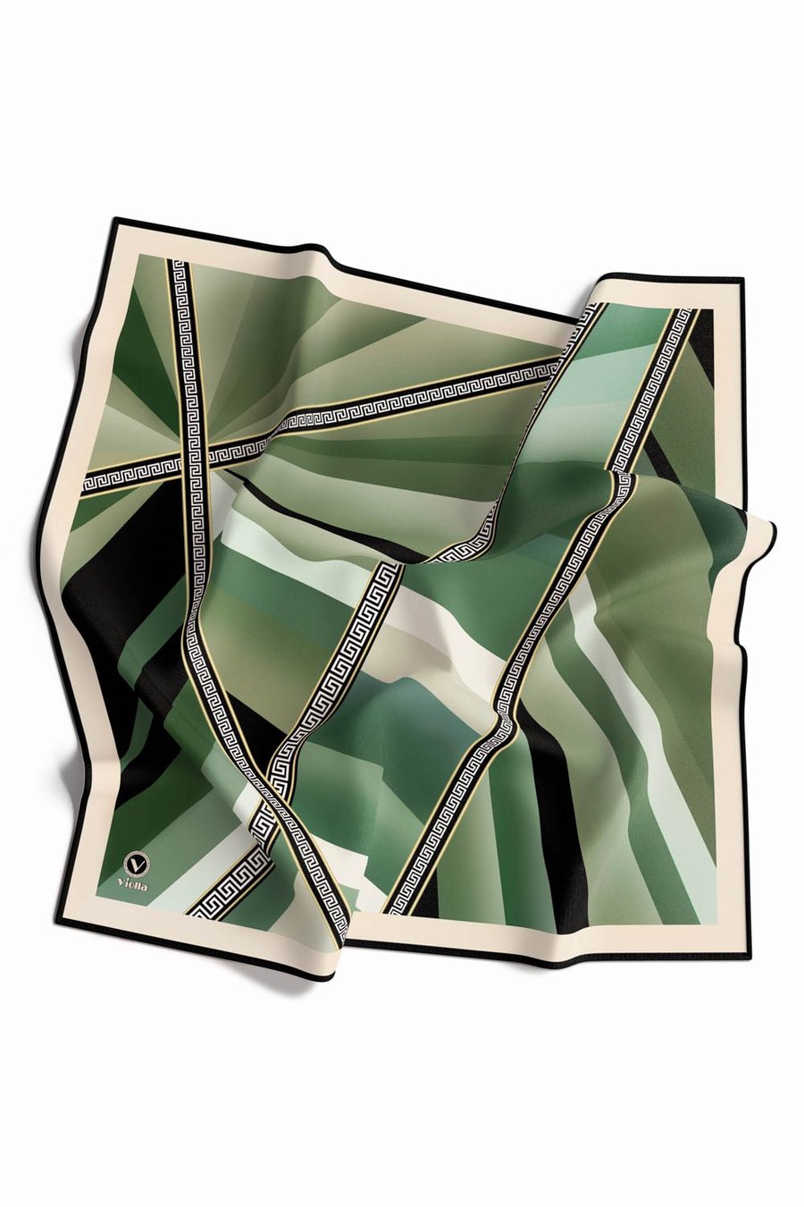 Kristal Geometrik Desenli Haki Renkli 90x90 Dikim Şekli : El Dikişi Eşarp (İpek İçermez)